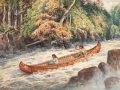 Indians navigating rapids in birchbark canoe by John B. Wilkinson