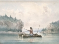 Indian woman Fishing from a Raft