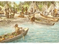 Algonquians and Iroquoians trading goods