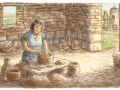 A woman making pottery