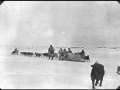 Inuit group with a dogsled