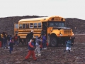 Inuit youth taking the school bus