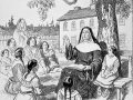 Nun teaching Native children