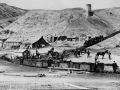 Miners, coal trucks, buildings near incline railway, Alb., 1890