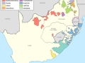 Map of bantustans in South Africa